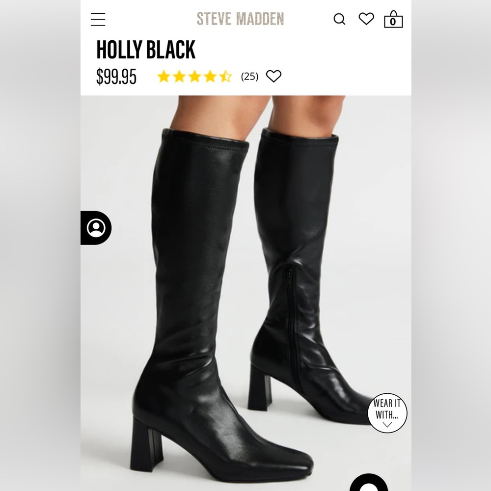 Steve Madden Holly Black Boot Size 7.5 New in box